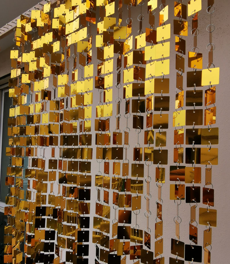 Pvc Panel Background - 3 cm Gold Silber Quadratische Pailletten